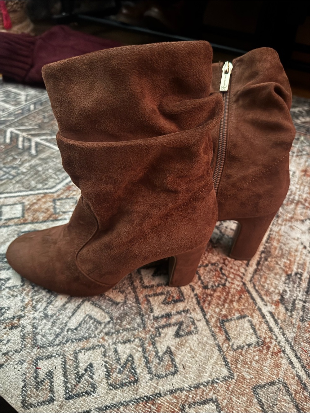 Brown Suede Mid-Heel Ankle Boots - Women's